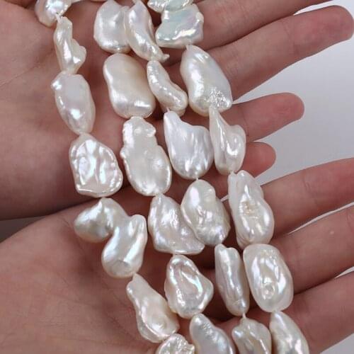 Good Quality Big Size 14-15mm Natural Freshwater Keshi Pearl Strand Irregular Shape Beads Straight Hole For Jewelry Making
