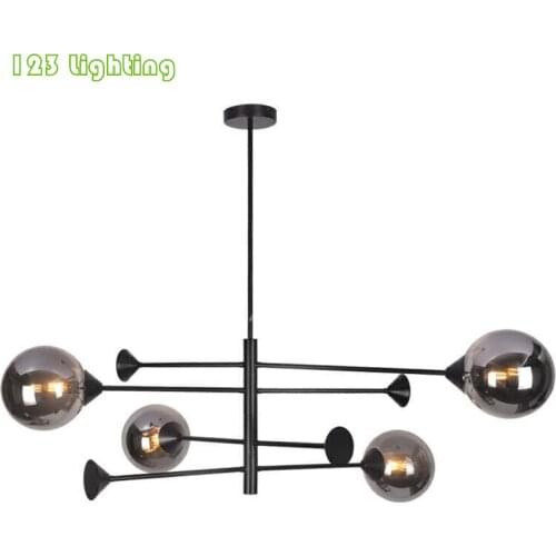 Nordic Gray Glass Living room Pendant light Restaurant Kitchen Hanging Light Fixtures E14 Loft Bedroom Pendant lamp Minimalist