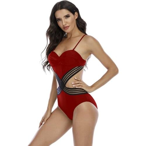 2020 New Bikini One Piece Printed Swimsuit Sexy Backless Hot Bikini European And American Fashion High Waist Swimsuit Bikini