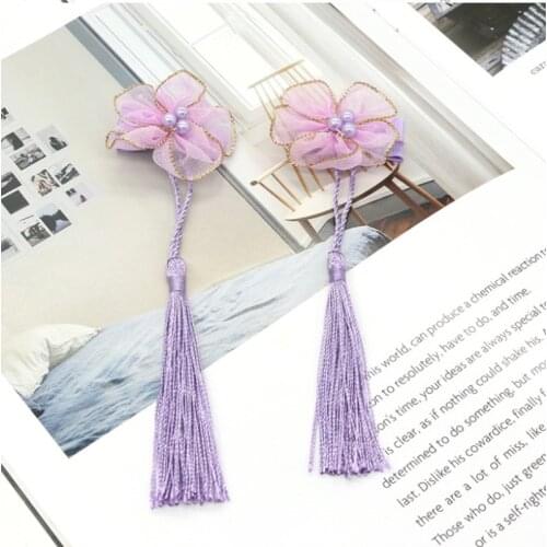 2020 new Tang costume headdress retro national style hair accessories tassel Flower Clip childrens Hanfu accessories purple