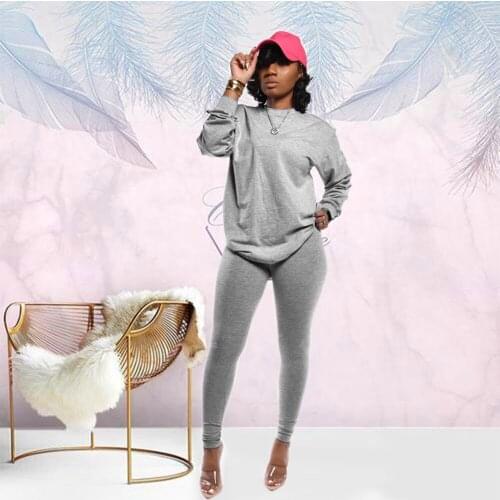 Ueteey New Two-piece Casual Woman Autumn Outfit Solid Two-piece Pant Set