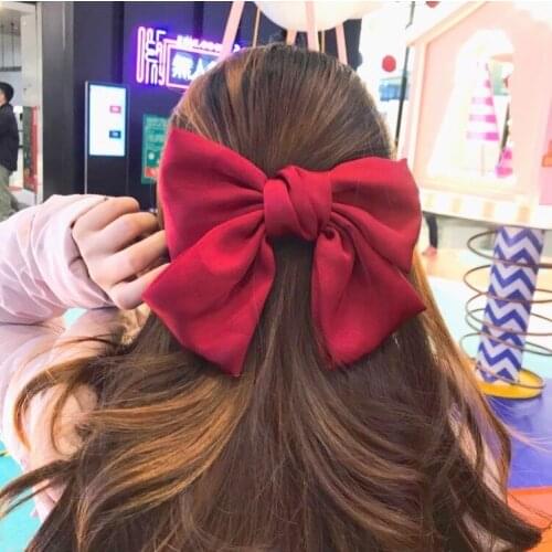 2pcs/lot Korean Style Solid Color Bow Hair Clip Cute Girl Satin Fabric Hairpin Children Princess Headwear Kid Hair Accessories