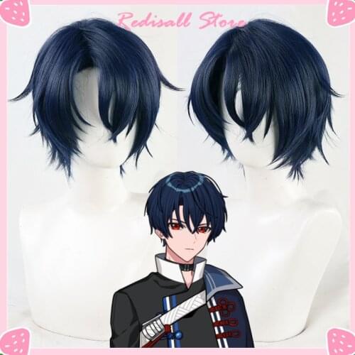 Promise of Wizard Shino Wig Cosplay Blue Short Hair Heat Resistant Synthetic Halloween Free Wig Cap for Adult Unisex