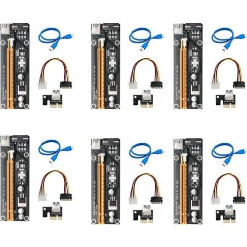 PCI-E Riser for Bitcoin Litecoin ETH Coin,6-PCS PCI-E Riser 16X 8X 4X 1X Powered Riser Adapter Card 6-Pin PCI-E to SATA