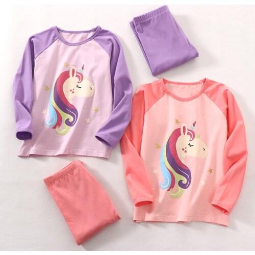 Unicorn Pajama Sets for Children Sleepwear Baby Boy Cartoon Rabbit Long Sleeve Pyjama Suits Autumn New Kids Girl Cotton Homewear