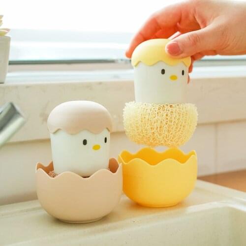 Dishwashing Pot Brush Cute Eggshell Kitchen Cleaning Brush Dish Stovetop Washing Pot Pan Sponge Scouring Pad Kitchen Accessories