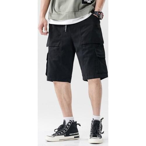New Summer Loose Cotton Cargo Shorts Men Multi Pocket Solid Knee Length Military Tactical Casual Mens Shorts M-5XL