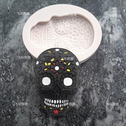 Halloween Skull Shape Silicone Fondant Resin Sugarcraft Mold For Pastry Cup Cake Decorating Kitchen Tool