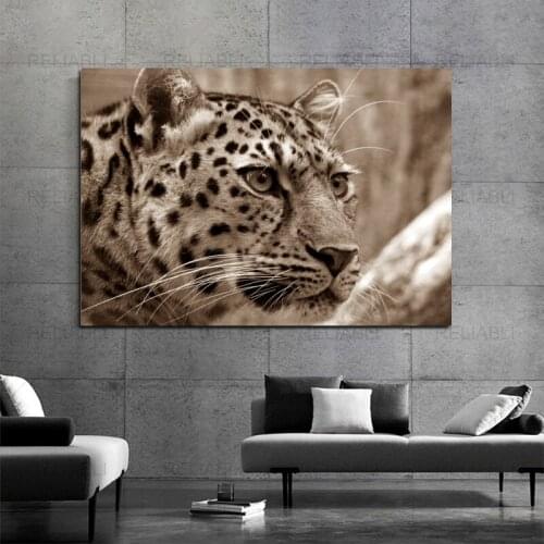 Modern Animal Posters and Prints Oil Painting Leopard Cat Canvas Painting Wall Art Pictures for Living Room Home Decor Cuadros