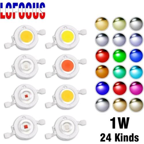 10pcs High Power LED Chip 1W COB Natural Cool Warm White Red Blue Green Yellow Full Spectrum Grow Lamp Diode For 1W Light Beads