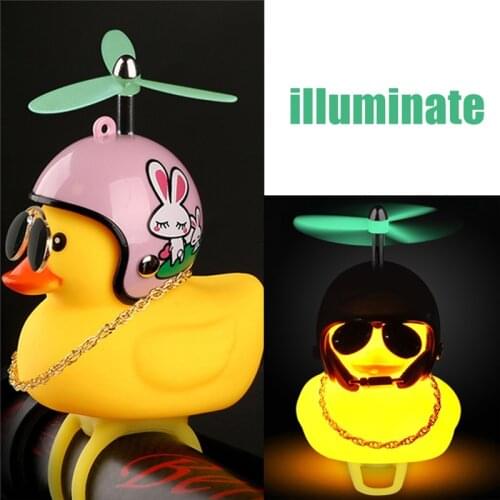 Luminous/Normal Airscrew Helmet Standing Duck Broken Wind Small Yellow Duck Bike Motor Riding Cycling Lights Bicycle Accessories