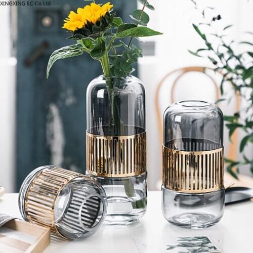 Modern Home Decorative Glass Vase Waterpine Table Vase Dried Flowers Flower Diarrus Accessories Nordic Living Room Decoration