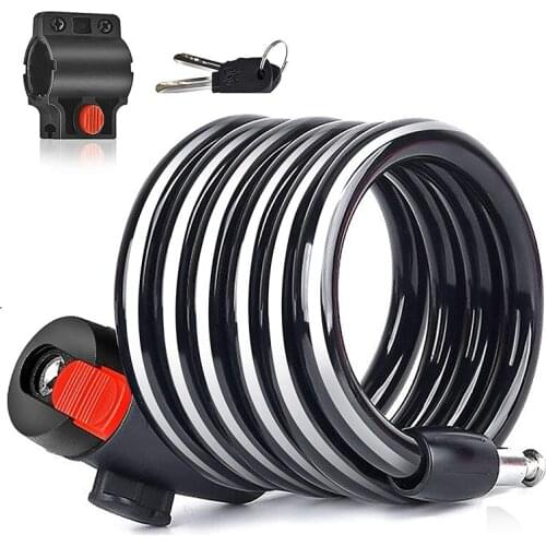 Bike Lock Bicycle Lock with Keys,Waterproof Portable Bike Lock 6 Feet with Mounting Bracket and Reflective Strips