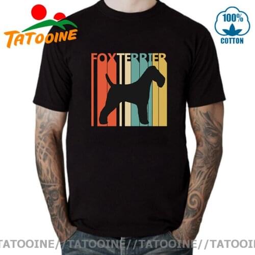 Vintage 1970s Fox Terrier Dog Owner Gift T Shirts Men dog lovers t-shirt brand cotton Clothing hipster Tops Male Retro tee shirt