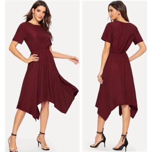 High Street Sexy Fashion Elegant Slim Was Thin Women Wine Red Gorgeous Chiffon Dress Summer Club Party Dress