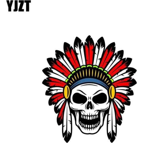 YJZT 9.4CM*10.5CM Style Indian Skull PVC Decal Car Sticker Accessories 6-0052