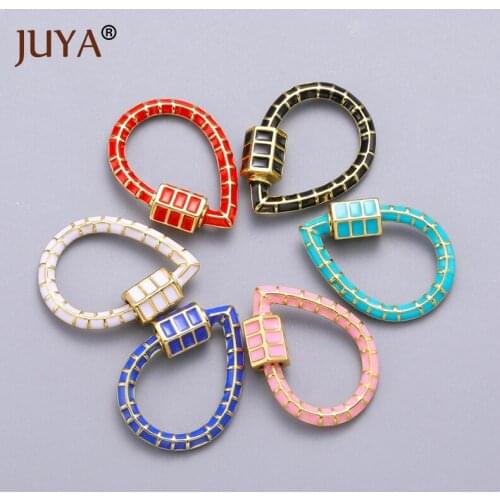 JUYA Jewelry Making Enamel Screw Clasps Drop Shape Lock Pendnats Jewelry Components DIY Necklace Connector Hand Made Accessories