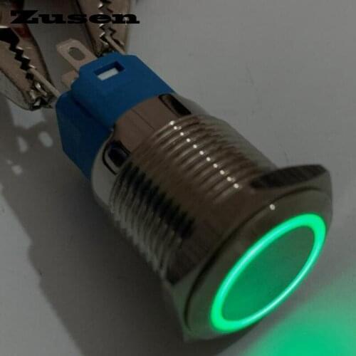 Zusen 16mm short bottom Ring illuminated on/off push button(ZS16SF-11ZE/G/12V/N)