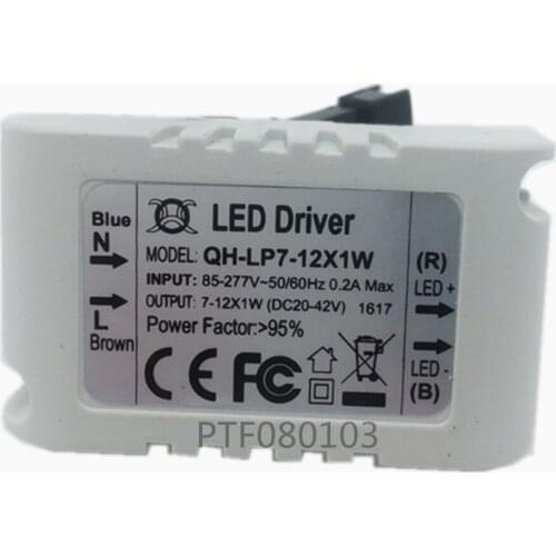 10pcs/lot 7-12X1W LED Constant Current Inside Driver for 7W 9W 10W 12W , Input 85-265V, Output 300mA High PF more than