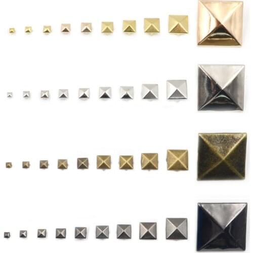 100pcs 4mm Mix 4 Colors Square Pyramid Studs Rivets Spots Spikes DIY Punk 4 Claws