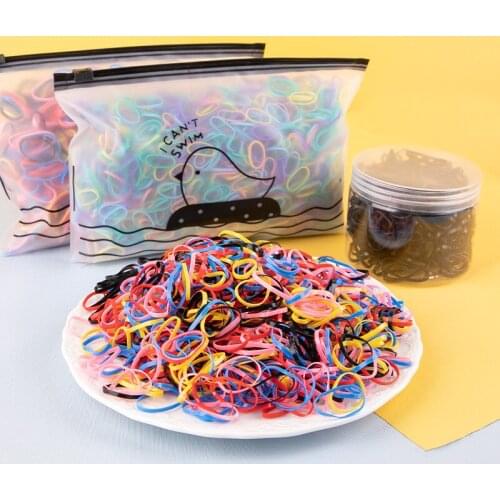 1000 PCs Disposable Hair Ring Girls Colourful Elastic Hair Bands Ponytail Holder Rubber Band Scrunchies Kids Hair Accessories