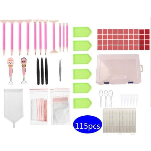 DIY Embroidery Pen Tweezers, plate Glue, Storage Box, Diamond Painting Accessories Set Diamond Painting Tools Cross Stitch Kits