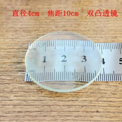 2pcs 40mm Diameter Optical Glass Focal Length Optics Double Convex Lens Focus 100mm for Physical Optics Experiment