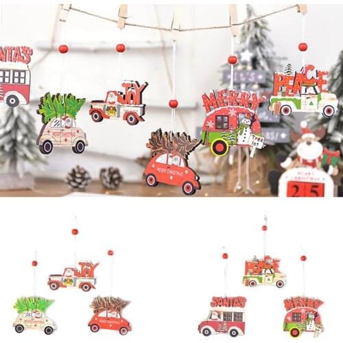 Christmas Wooden Ornaments 3Pcs Christmas Hanging Decorations Wooden Ornaments Party Supplies Xmas Tree Ornaments