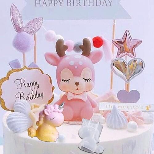 3D Cute Lucky Elk Silicone Mold Christmas Deer Fondant Cake Moulds DIY Soap Candle Mould Cake Decorating Tools Kitchen Bakeware