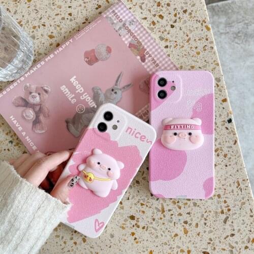 3D Creative Personality Pig Pattern Phone Case For iPhone 12 mini 11 pro Max XS Max X XS 7 8 Plus Silicone Soft Shell Anti-fall