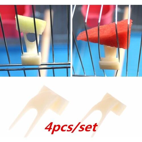 4Pcs Birds Parrots Fruit Fork Pet Supplies Plastic Food Holder Feeding on Cage Pet Supplies