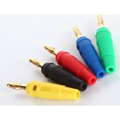 4pcs New 4mm Plugs pure copper Gold Plated Musical Speaker Cable Wire Pin Banana Plug Connectors Red Black Blue Green Yellow