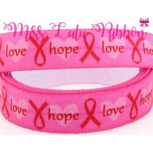 5/8" 16mm "Hope Ribbon" Printed Elastic Ribbon Kinds of "Ribbon" Handmade Ribbon Key Chain 50yards/roll
