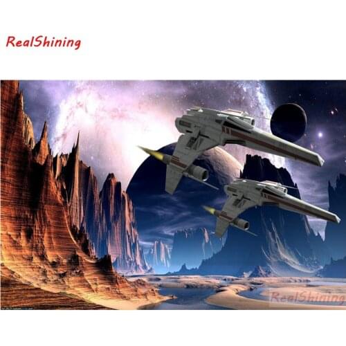 5D Diy Diamond Painting Cross Stitch full Square Diamond Embroidery Alien spaceship picture for room Decor H1637