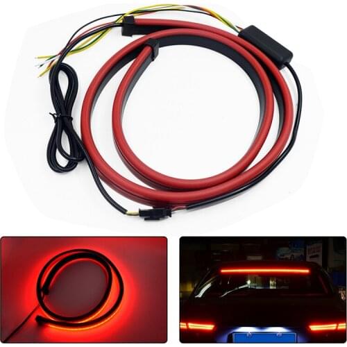 90CM/100CM 12V Car Additional High Position Brake Light Red Flasher Flowing Led Strip Stop Signal LED Warning Light Accessories