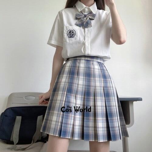 [Bleating] Girls Japanese Summer High Waist Pleated Plaid Skirts For JK School Uniform Students Cloths