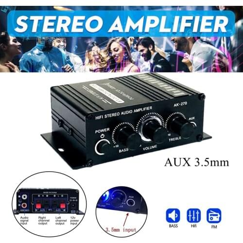 Mini Audio HIFI Stereo Digital Home Power 15V Amplifier Audio Dual channel output With FM Radio Mic Car Home Compatible With AUX