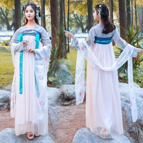 Ancient Chinese Costume Embroidery Hanfu Fairy Princess Dress Tang Suit Hanfu Traditional Folk Dress Festival Outfits SL1272