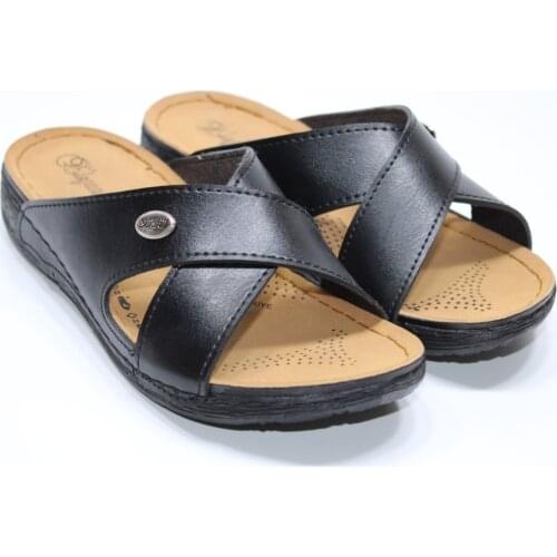 Elegance Orthopedic 3cm Low Sole Cross Daily Home-work street Mother Slipper Womens Buckled Daily Home Inside Gezer terlik