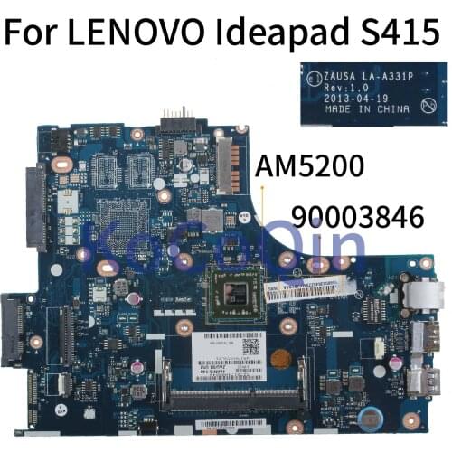 KoCoQin Laptop motherboard For LENOVO Ideapad S415 A6-5200U Mainboard ZAUSA LA-A331P 90003846 AM5200