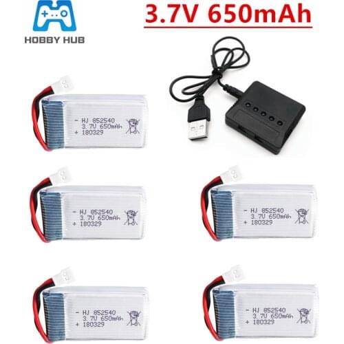3.7v 650mah li-po battery +charger units for Syma X5c X5c-1 X5 H5c RC quadratrotor spare parts 852540 Rechargeable drone battery