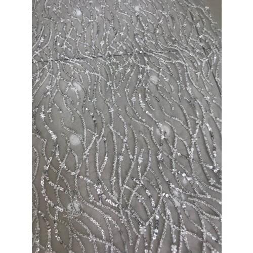 Best quality S-98920 beaded african tulle mesh lace for bridal dress New design embroidered lace fabric