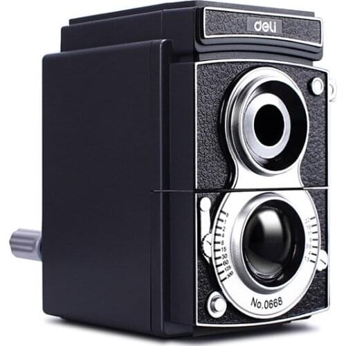 DELI 0668 Retro Camera Hand Crank Mechanical Sharpener Multi-function Adjustable Pencil Nib Thickness Classic Pencil Sharpener