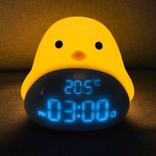 Multi-function Alarm Clock Kid Night Light Alarm Clock Cartoon Birdie Mat Snooze Electronic alarm clock student bedside Lamp