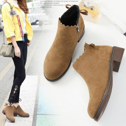 Fashion ankle boots winter ankle boots Pu leather womens boots work shoes round head straps womens shoes black female U23-89