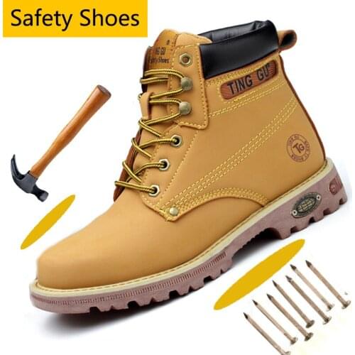 Anti-smashing Men Steel Toe Work Safety Shoes Ankle-high Safety Shoes for Men Comfortable Protective Winter Boots Anti-Puncture
