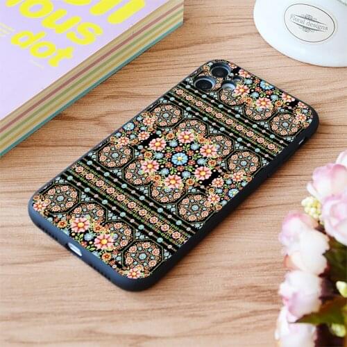 For iPhone Millefiori Rosette Print Soft Matt Apple iPhone Case 6 7 8 11 12 Plus Pro X XR XS MAX SE