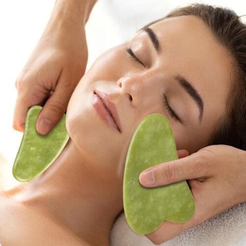 Jade Guasha Massage Natural Stone Gua Sha Scraper Beauty Tool Health Care Meridian Scraping Plate Skin Lifting Face Massager