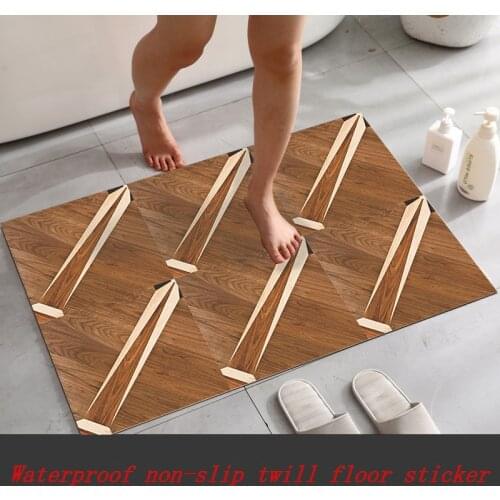Wood grain pattern non-slip waterproof twill sticker Bathroom wall stickers wear-resistant removable self-adhesive floor sticker