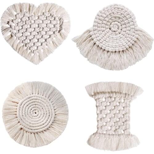 2021 New Hot Cotton Drink Coasters Hollow Tea Coffee Cup Mat Tassel Round Coaster For Dining Table Pads Table Bowl Mats Heart